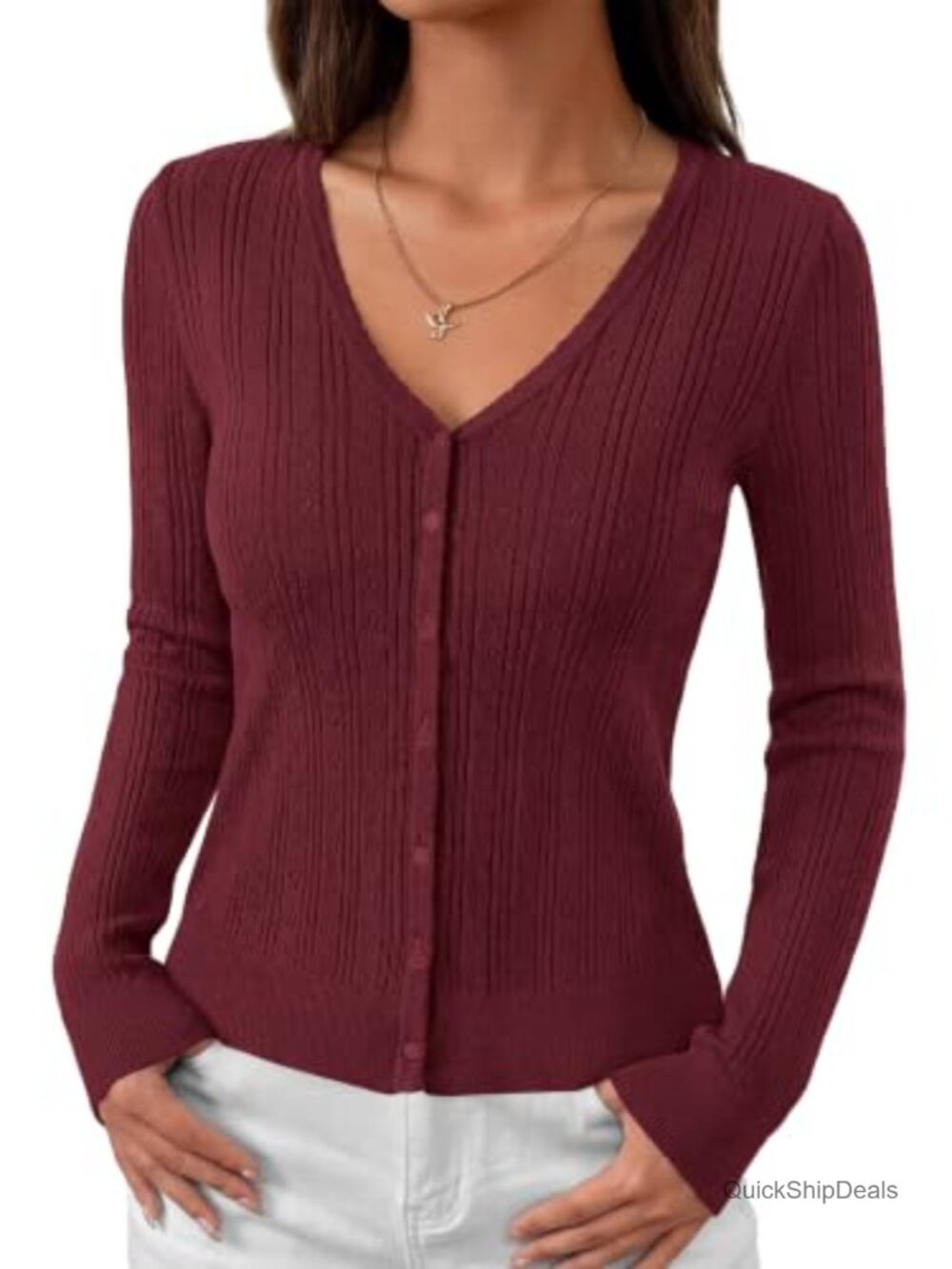 MASCOMODA Womens Lightweight Button Cardigan Sweater V-Neck
